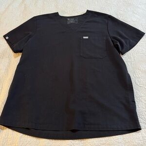 Figs Women’s  Black Short Sleeve Scrub Top with Pocket Technically Collection XL